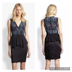 Marchesa Voyage Silk Dress With Peplum Detail Size 8